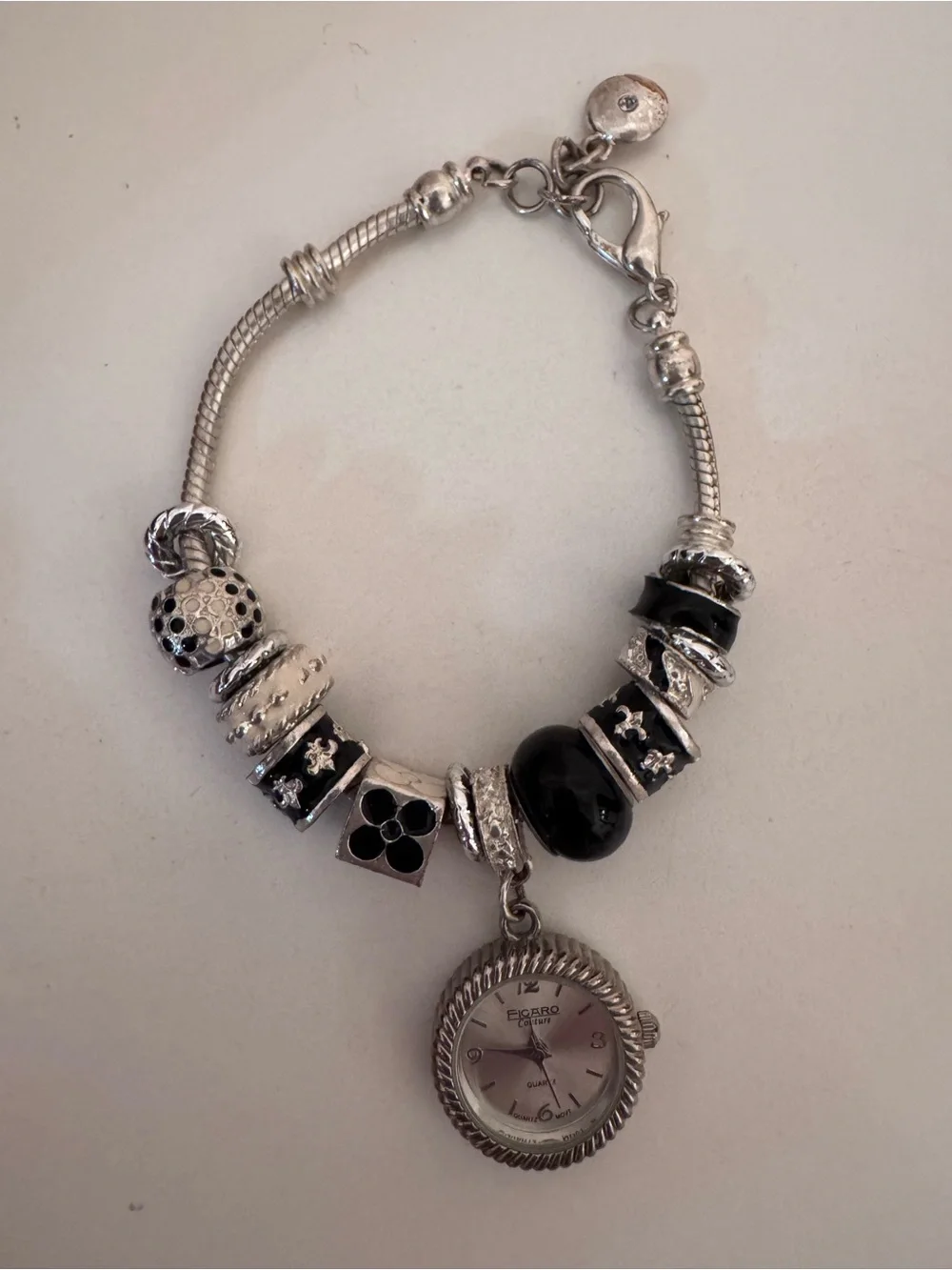 😍Silver and Black Charm Bracelet😍 WATCH - Women Accessories